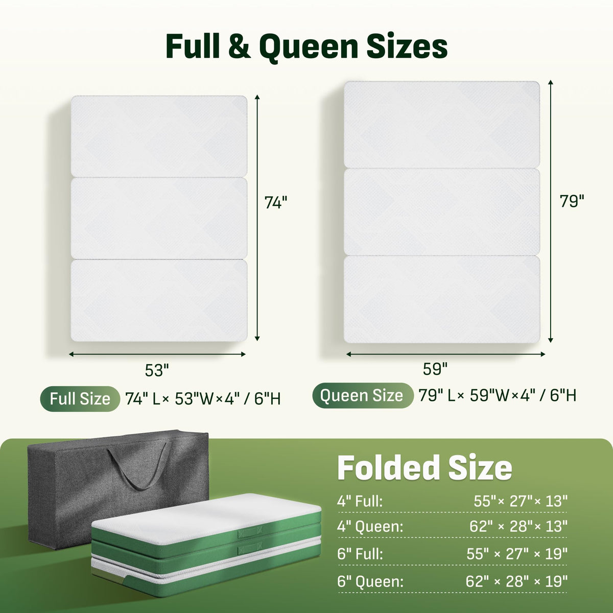 Tri-Fold Mattress Full 6 Inch Memory Foam U37984