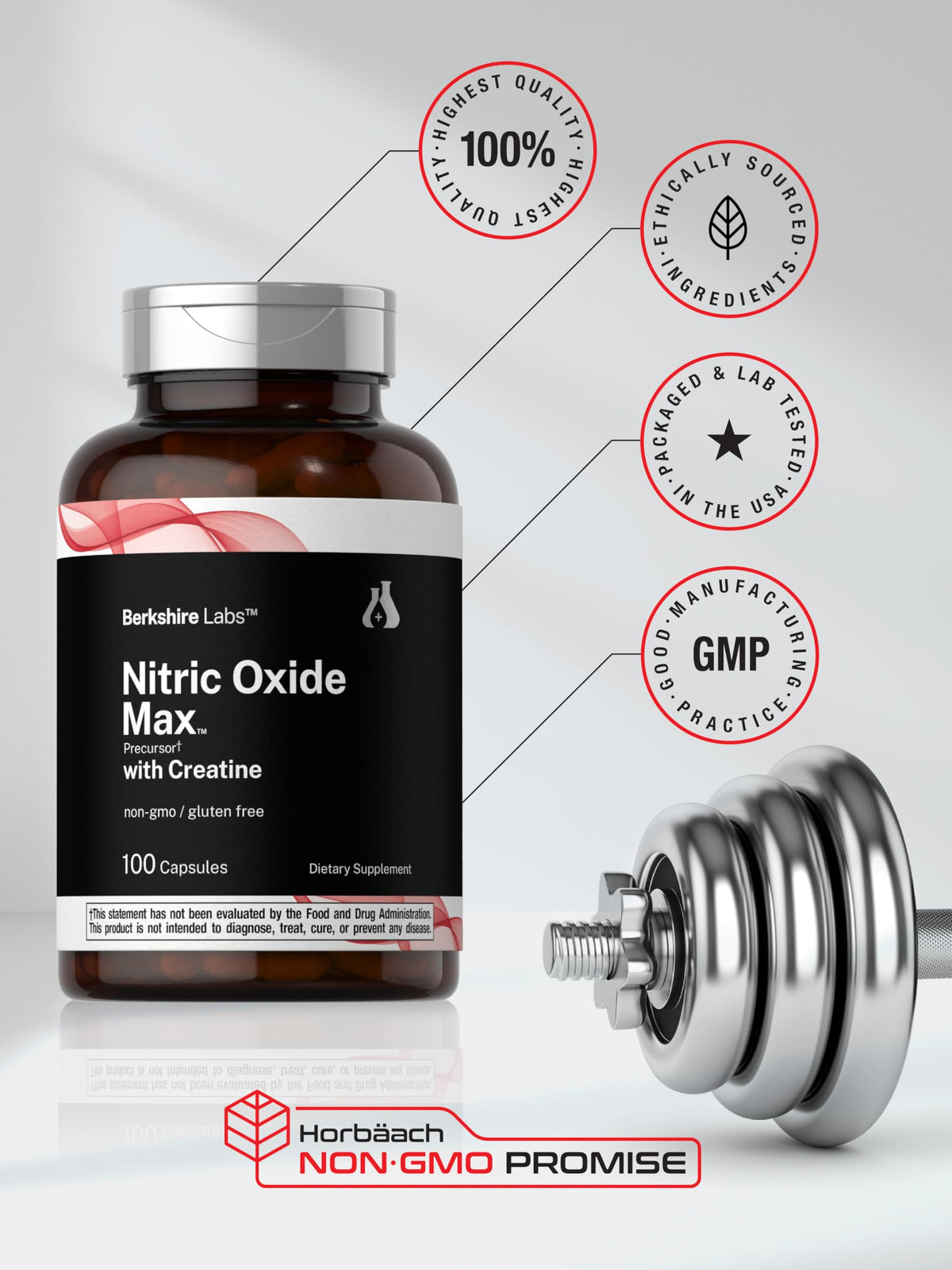 Nitric Oxide Supplement with Creatine Monohydrate 100 Capsules W983