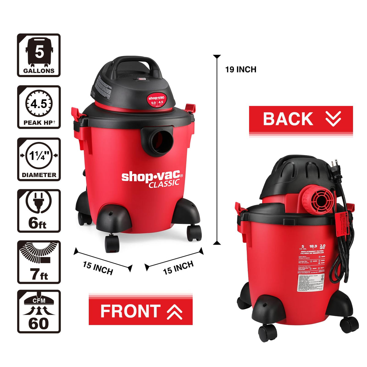 5 Gallon Wet/Dry Vacuum with Blower U6015