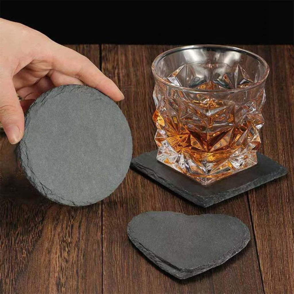 Black Natural Stone Square Coasters W890622