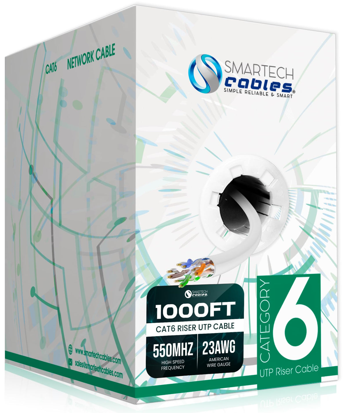 Cat 6 Ethernet Cable 1000ft 23AWG UTP 4-Pairs White J221