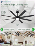 Black 72in Ceiling Fan with Lights A276766