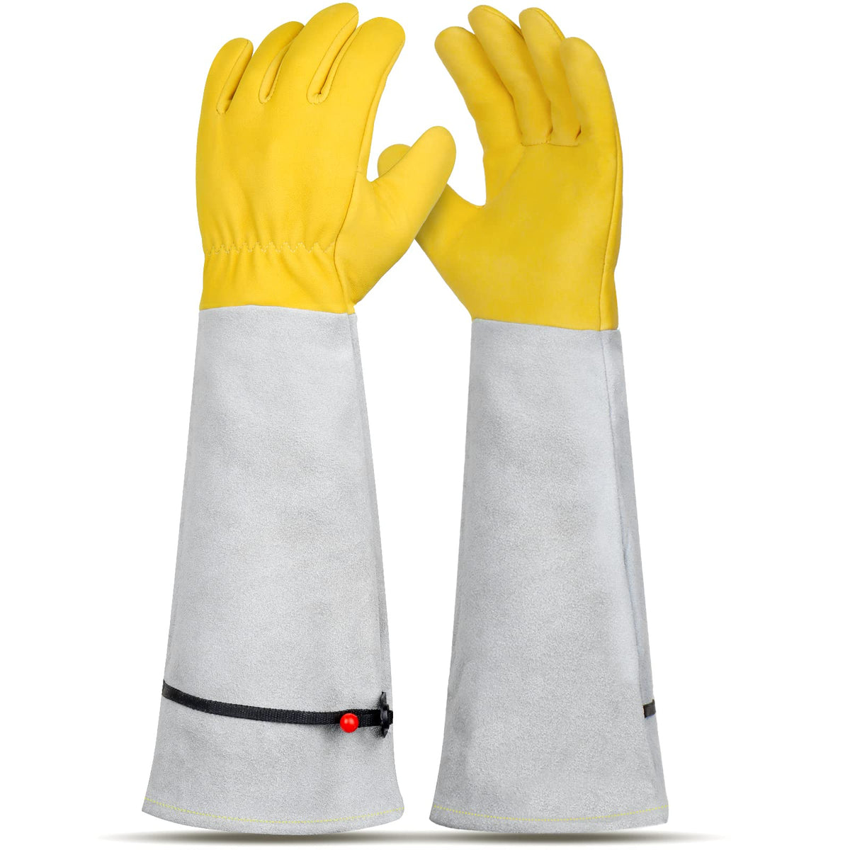 Long Leather Gardening Gloves with Adjustable Cuff M143283