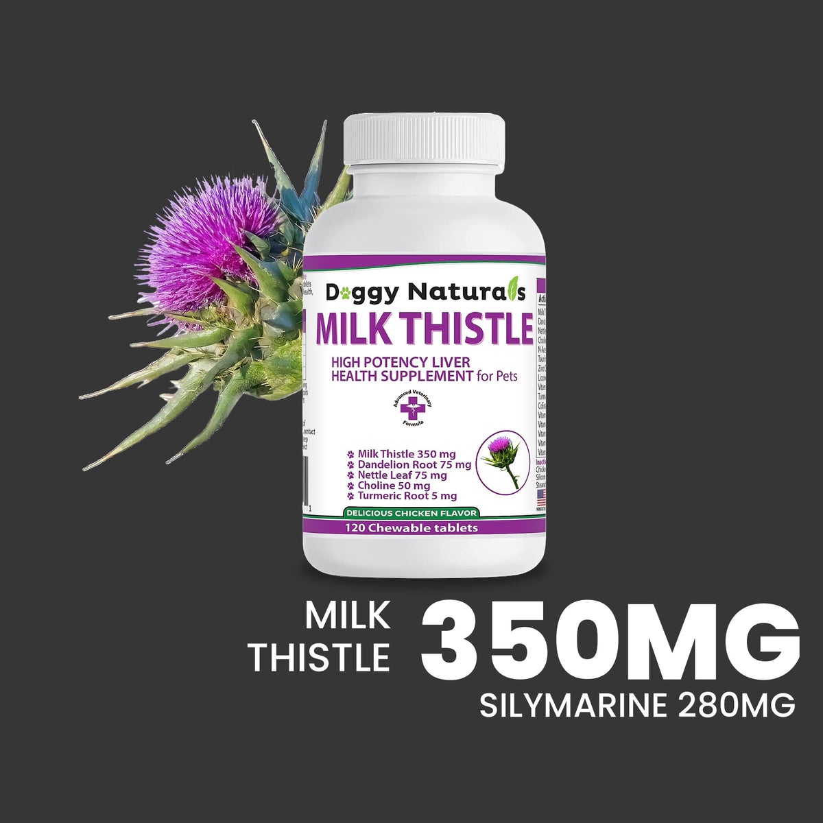 Milk Thistle Liver Health Supplement for Dogs 120 tabs A563