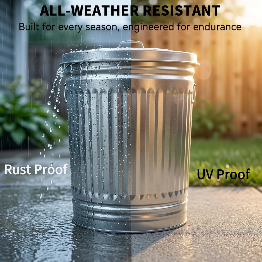 31 Gallon Heavy Duty Galvanized Metal Trash Can with Lid O255