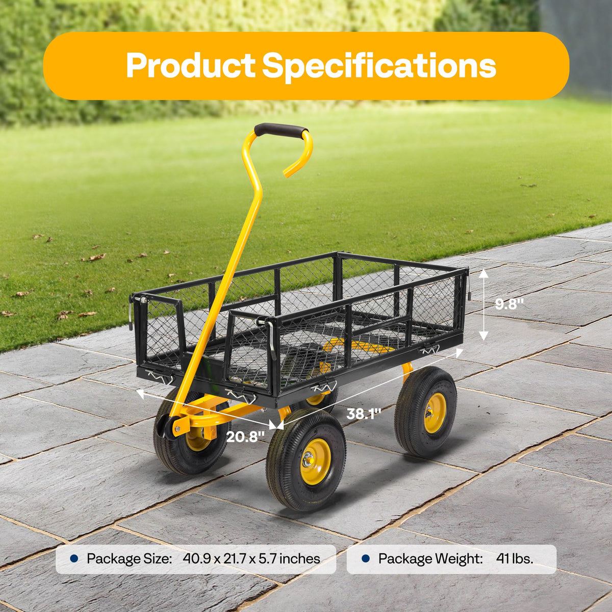 Heavy Duty 4.5 Cu Ft Mesh Steel Garden Cart I2344