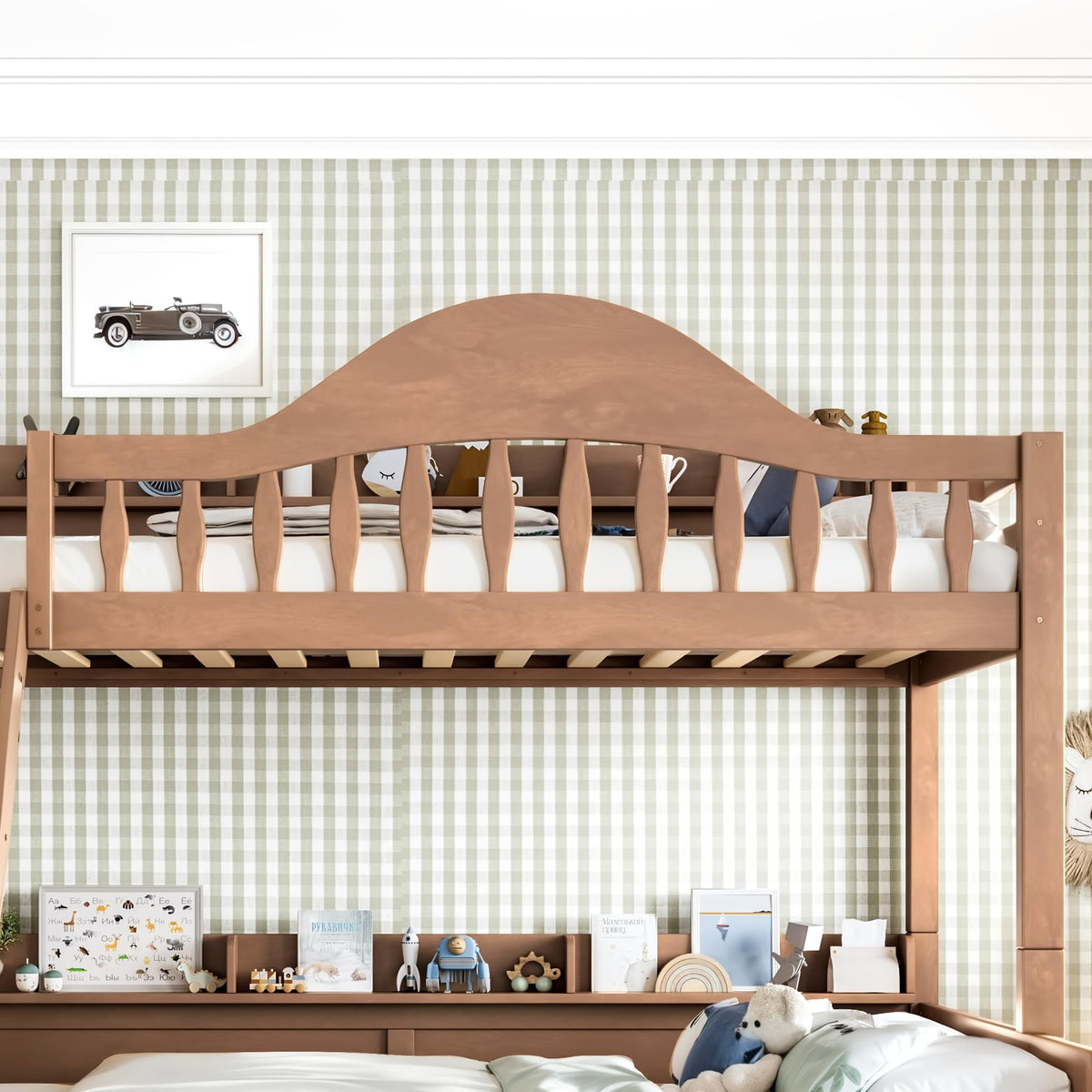 Twin Over Full Size Wooden Bunk Bed with Drawers & Ladder S507