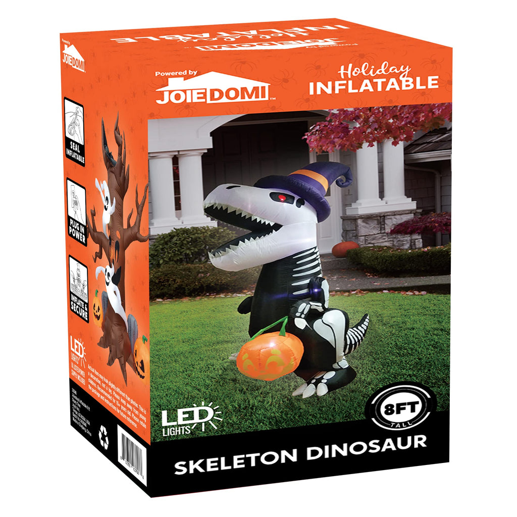 8 FT Inflatable Skeleton Dinosaur with Built-in LEDs J872153