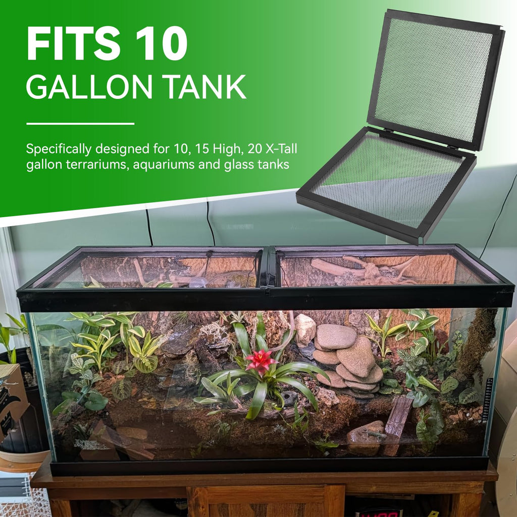 10 Gallon Tank Lid, Hinged Terrarium Screen Cover, 20.8" x 10.8" O7636