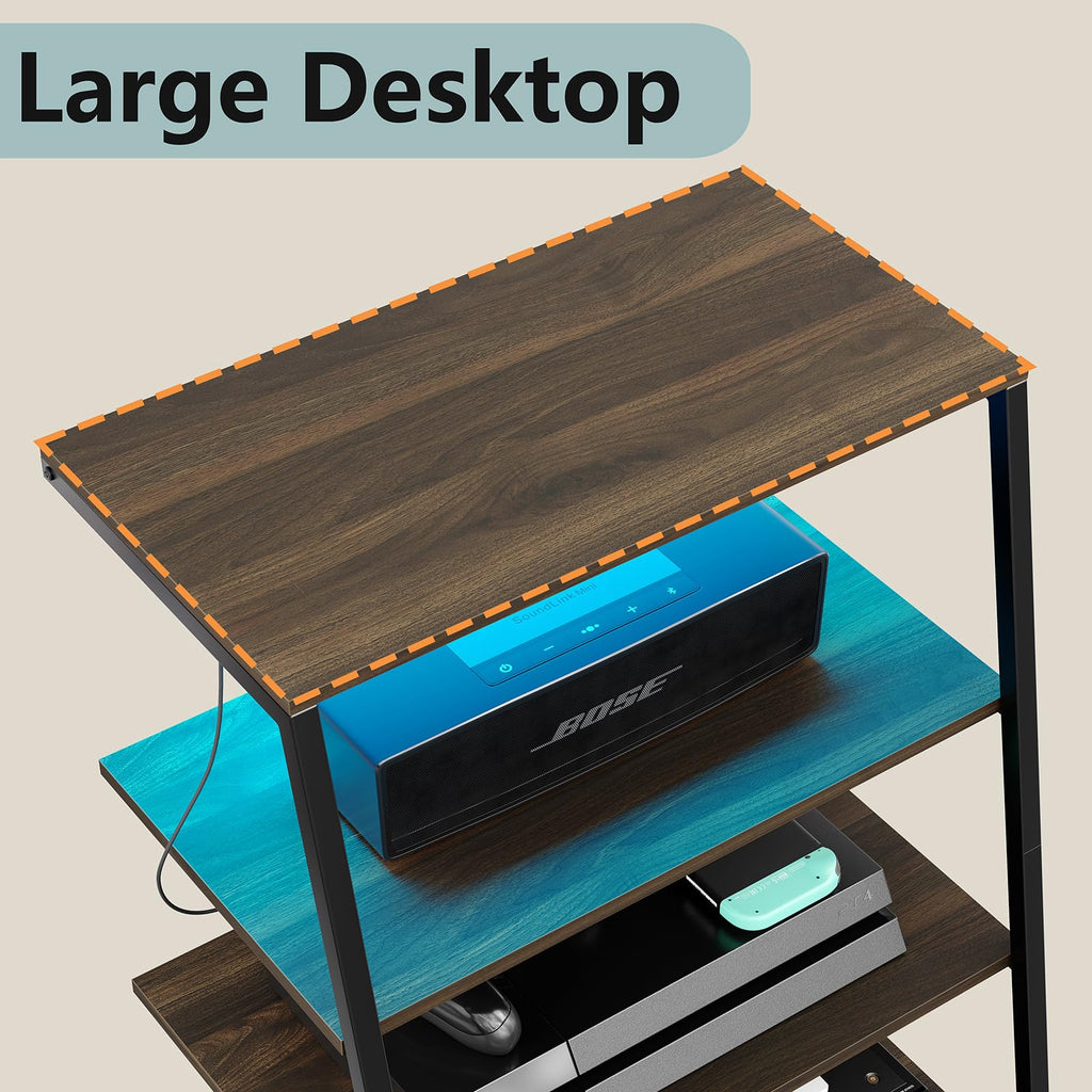 4-Tier Corner AV Media Stand with Charge Station T84524