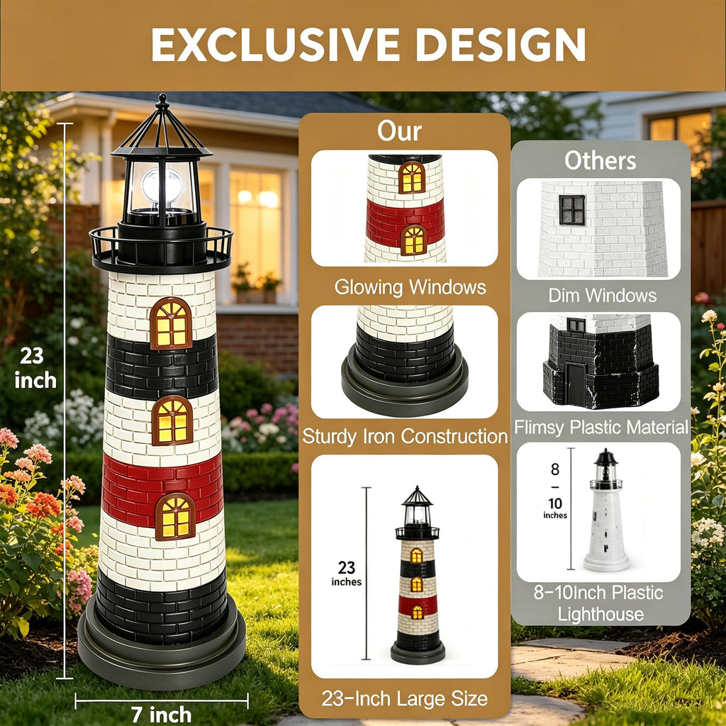 23" Solar Lighthouse Garden Statue B593
