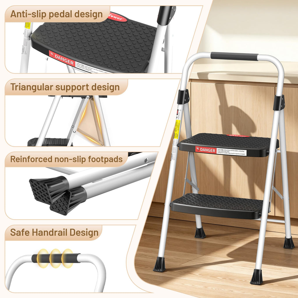2 Step Ladder with Anti-Slip Pedal T735883