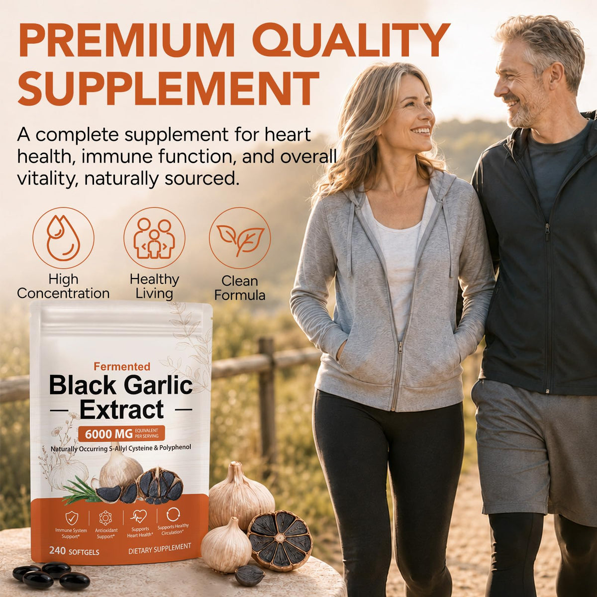 Black Garlic Capsules 6000mg 240 Softgels T139951
