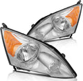Headlights Assembly Pair Chrome Housing Amber Reflector Clear Lens N2895