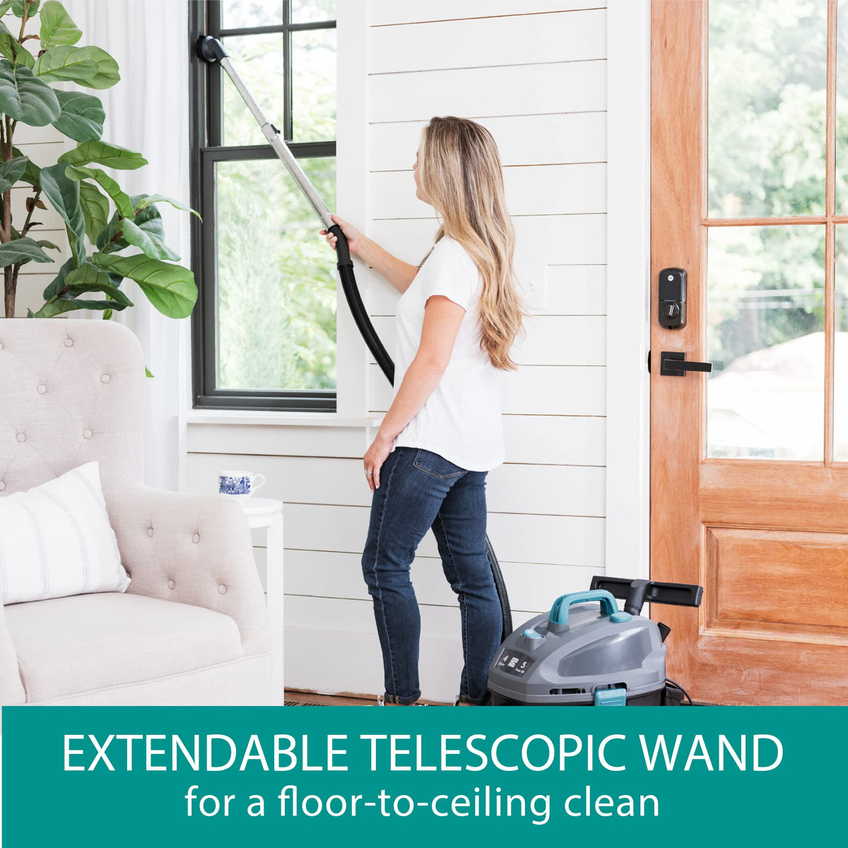 Wet Dry Canister Vacuum Cleaner 4 Gallon 5 Peak HP with Washable HEPA Filter Q264