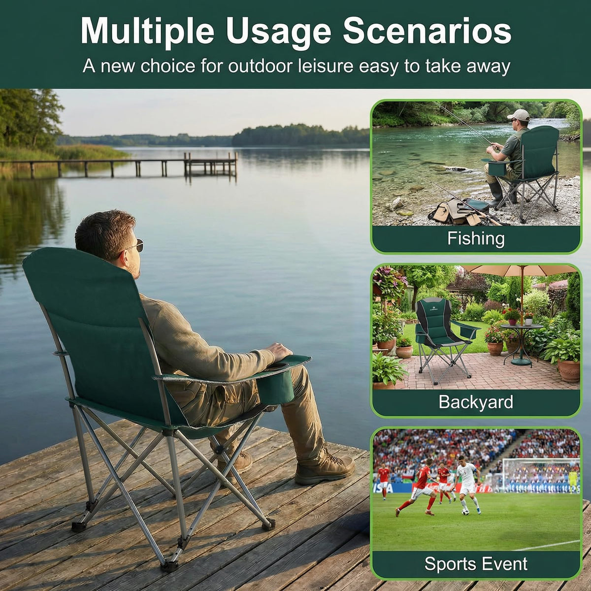 Oversized Folding Camping Chair with Cup Holder, 2 Pack C602032