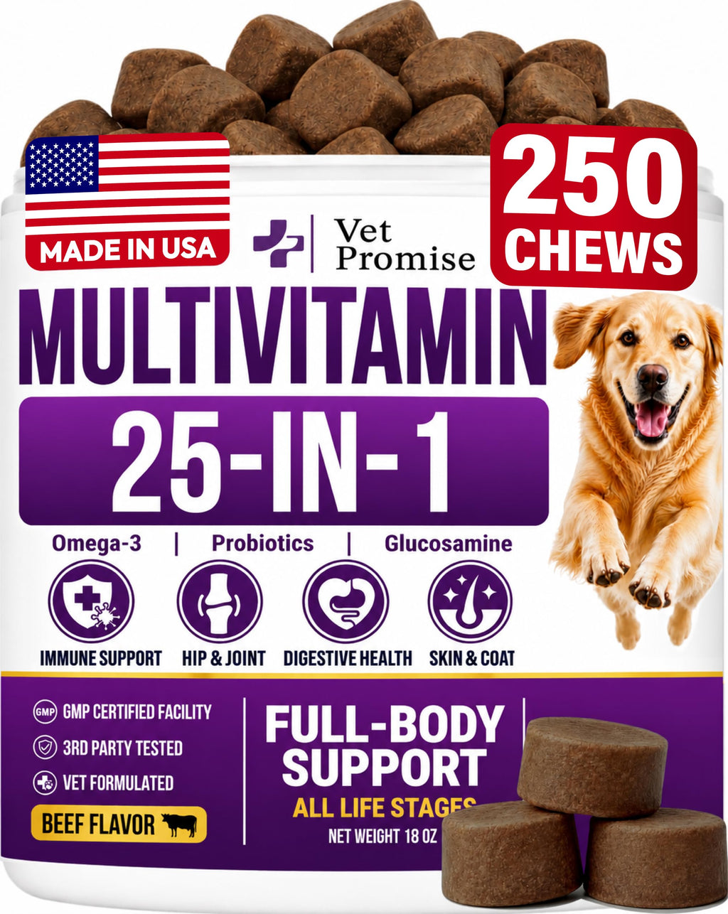 Dog Vitamins and Supplements, 250 Chews X354064