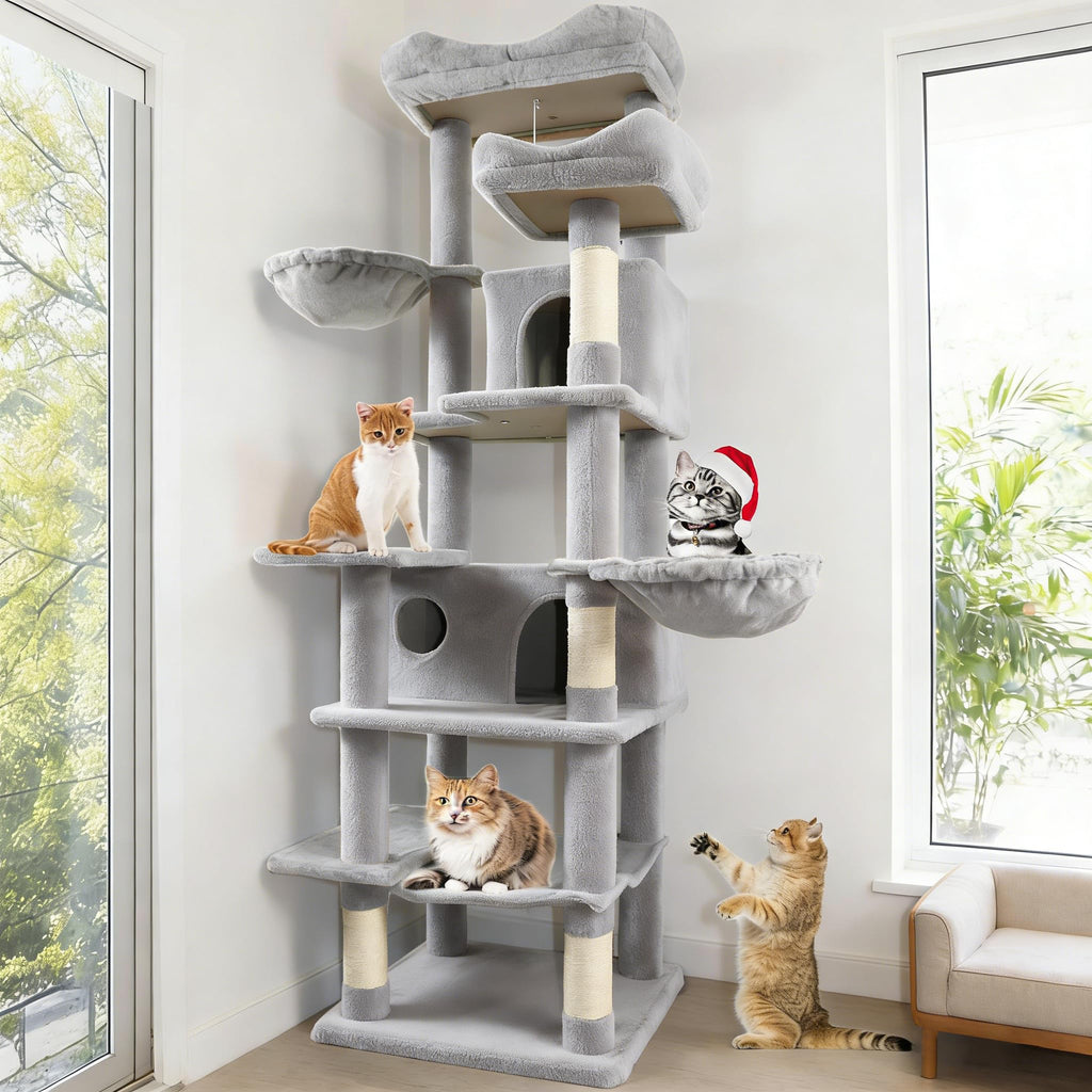 68 Inches Multi-Level Cat Tree Tower with Sisal Scratching Posts F98342