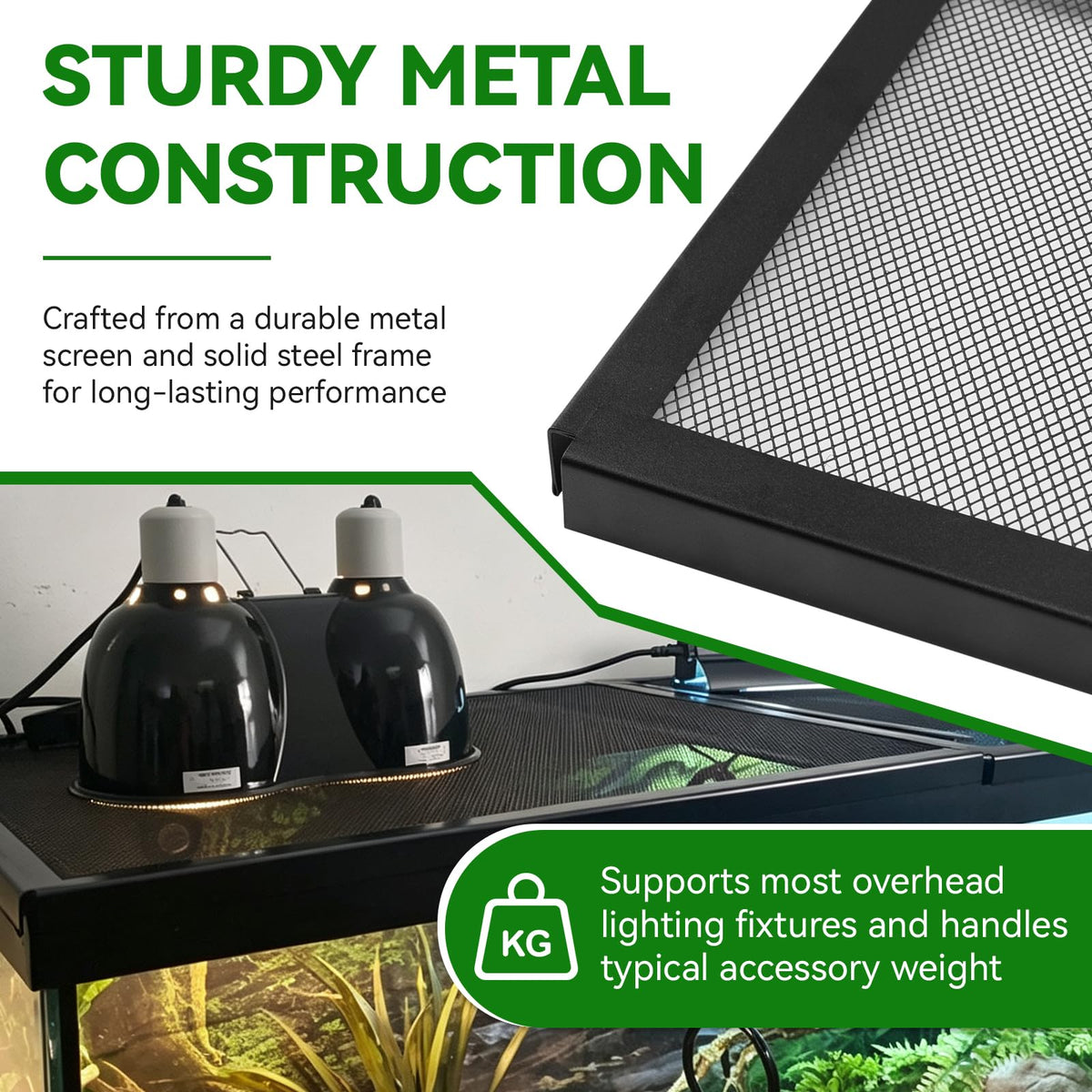 10 Gallon Tank Lid, Hinged Terrarium Screen Cover, 20.8" x 10.8" O7636