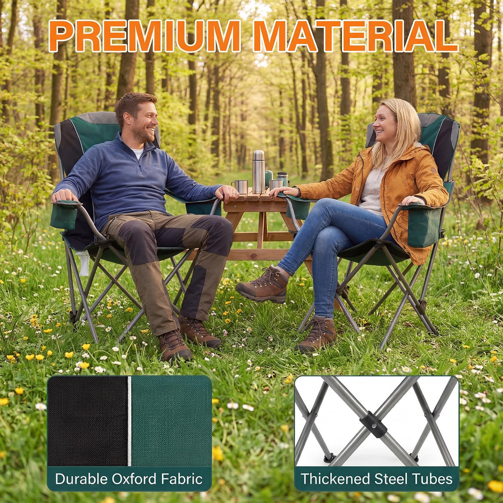 Oversized Folding Camping Chair with Cup Holder, 2 Pack C602032