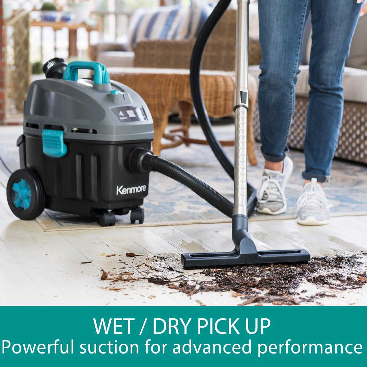 Wet Dry Canister Vacuum Cleaner 4 Gallon 5 Peak HP with Washable HEPA Filter Q264