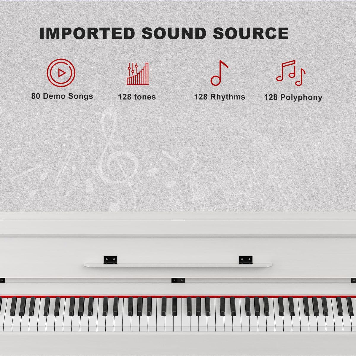 88 Weighted Key Digital Piano with Duet Piano Bench, Full Size Heavy Hammer Weighted Action Electric Piano Keyboard with USB MIDI, White K34441