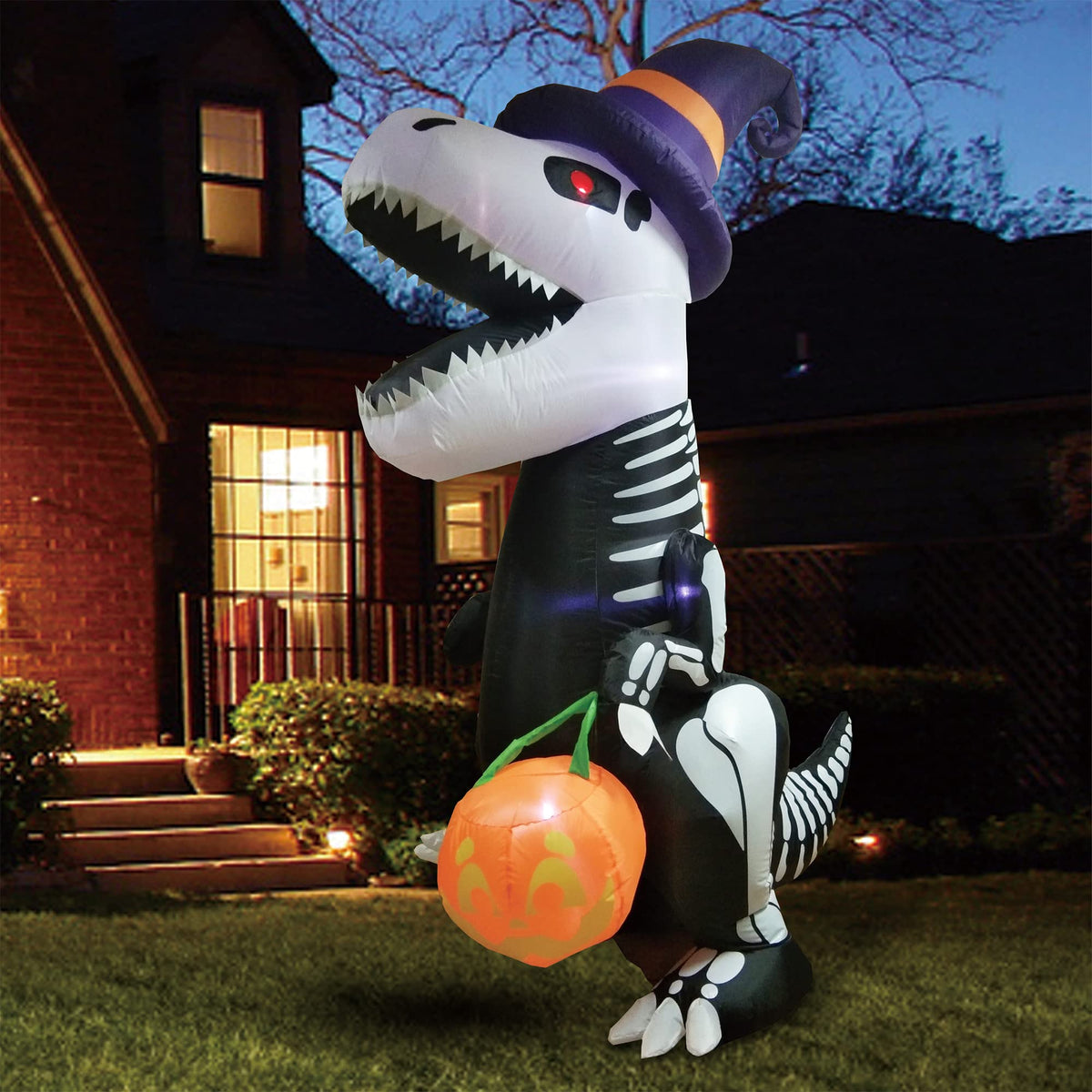 8 FT Inflatable Skeleton Dinosaur with Built-in LEDs J872153