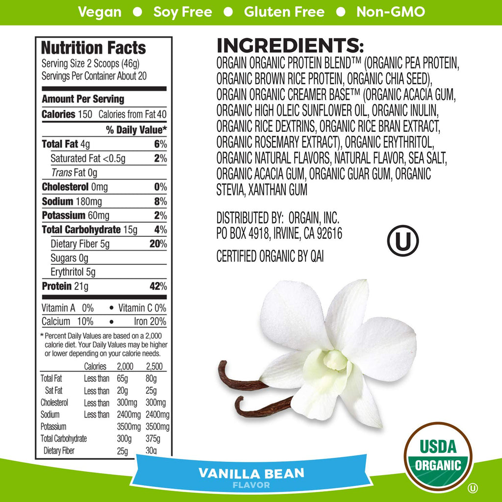 Organic Plant Based Vanilla Bean Protein Powder U684681