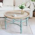 Round Solid Wood Coffee Table with Iron Legs U24155