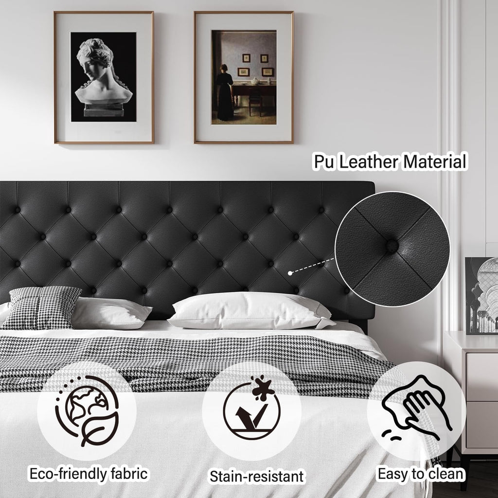 Queen Faux Leather Bed Frame with Headboard J1632