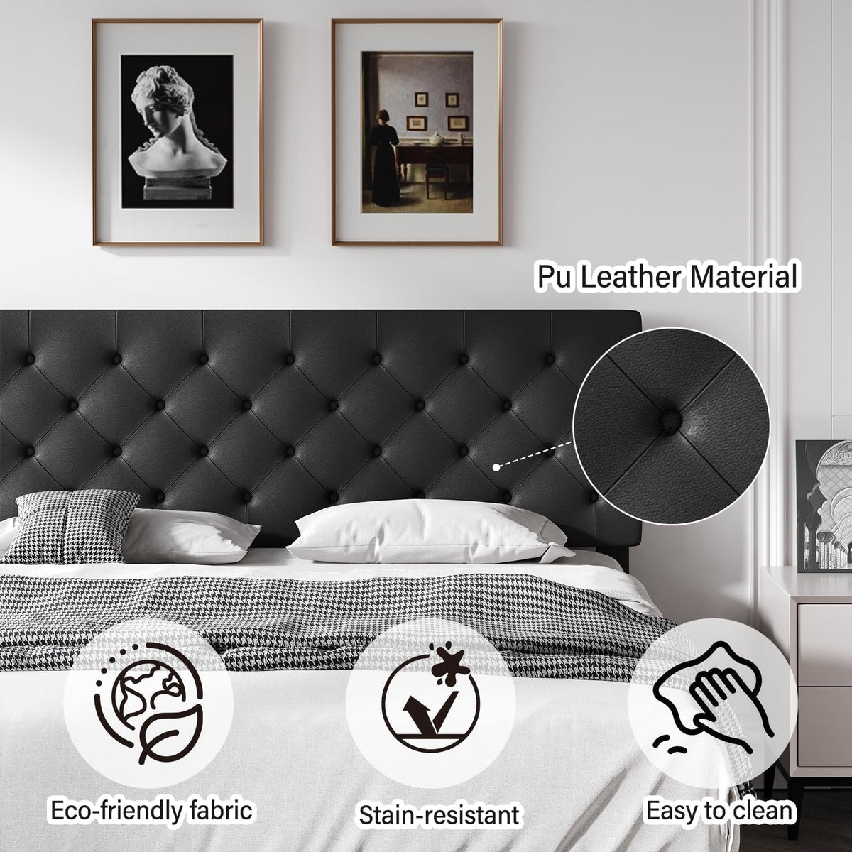 Queen Faux Leather Bed Frame with Headboard J1632