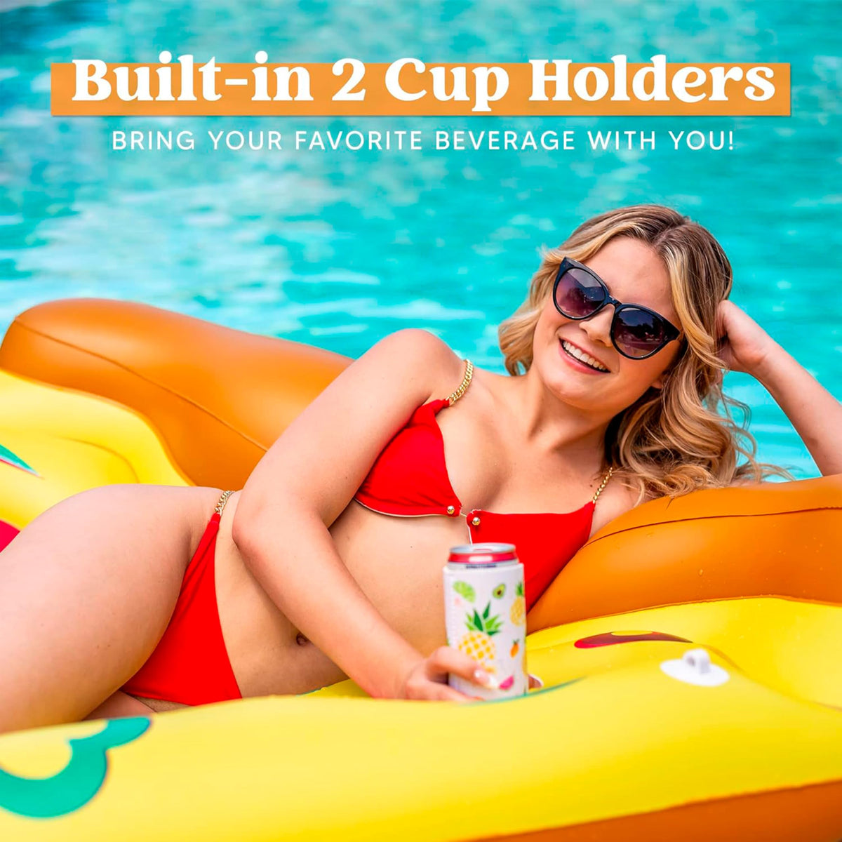 Inflatable Pizza Slice Pool Float with Cup Holders Z7156