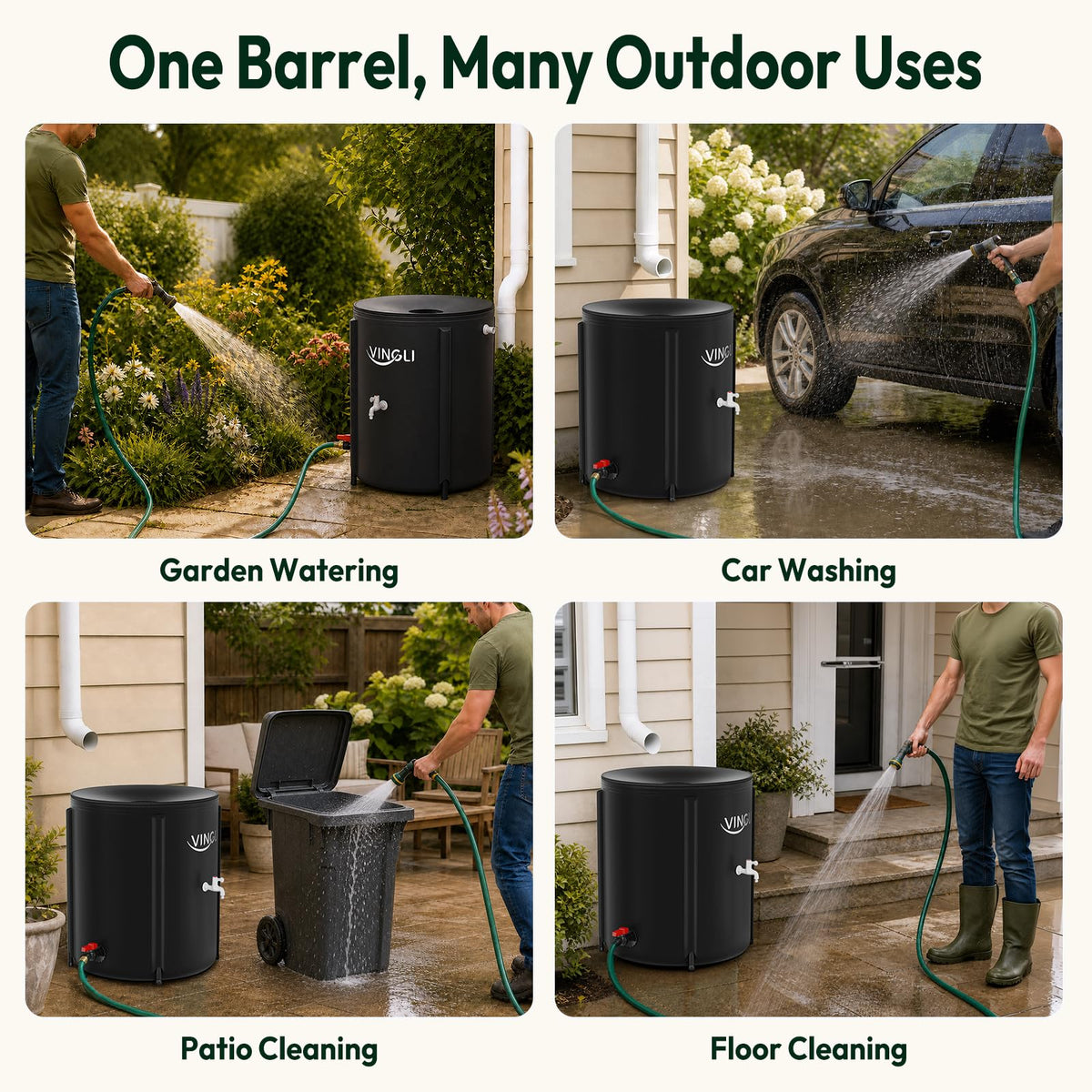 Collapsible 50 Gallon Rain Barrel A81926