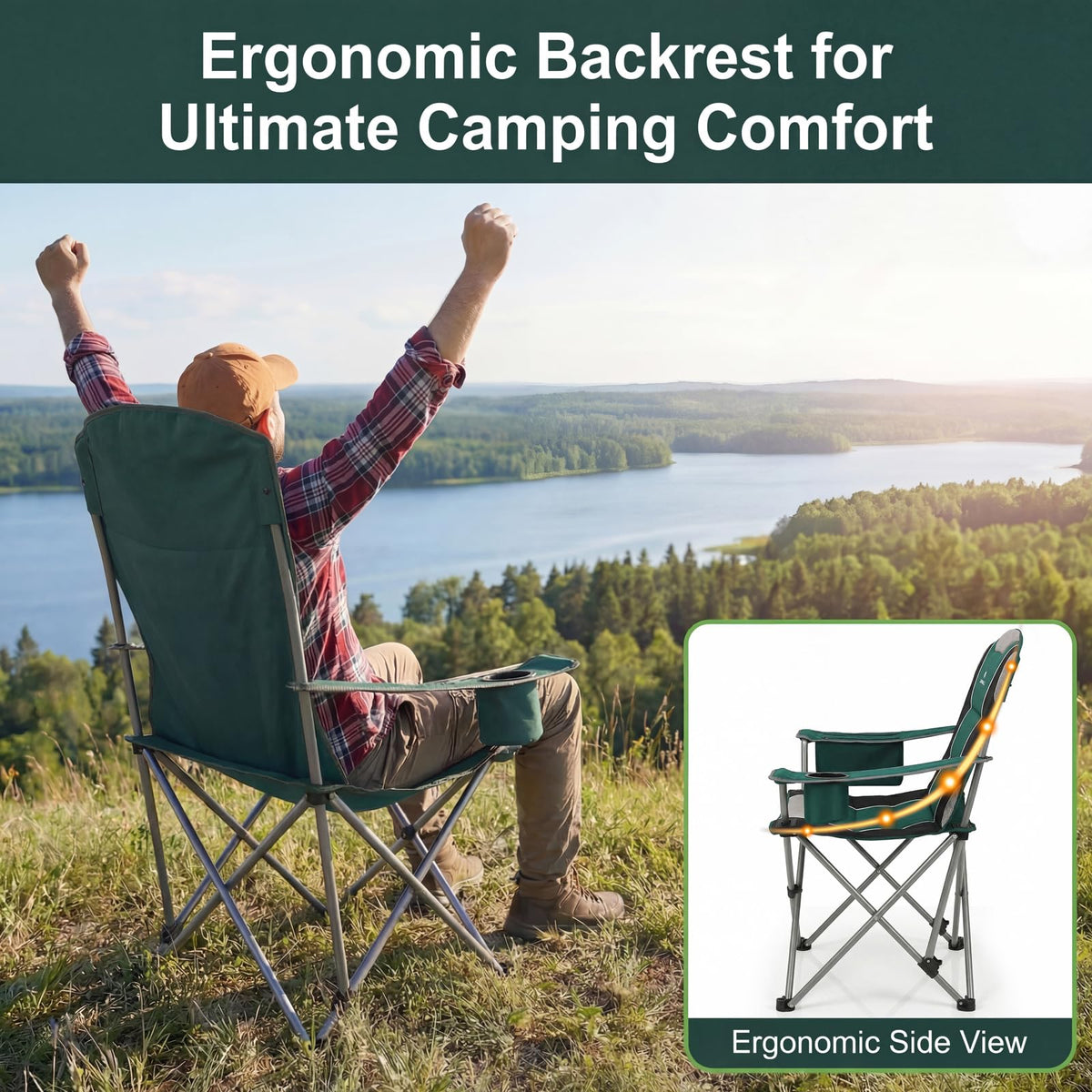 Oversized Folding Camping Chair with Cup Holder, 2 Pack C602032