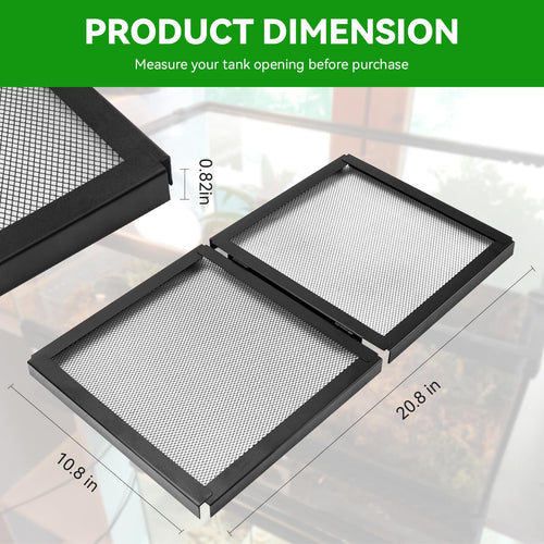 10 Gallon Tank Lid, Hinged Terrarium Screen Cover, 20.8" x 10.8" O7636