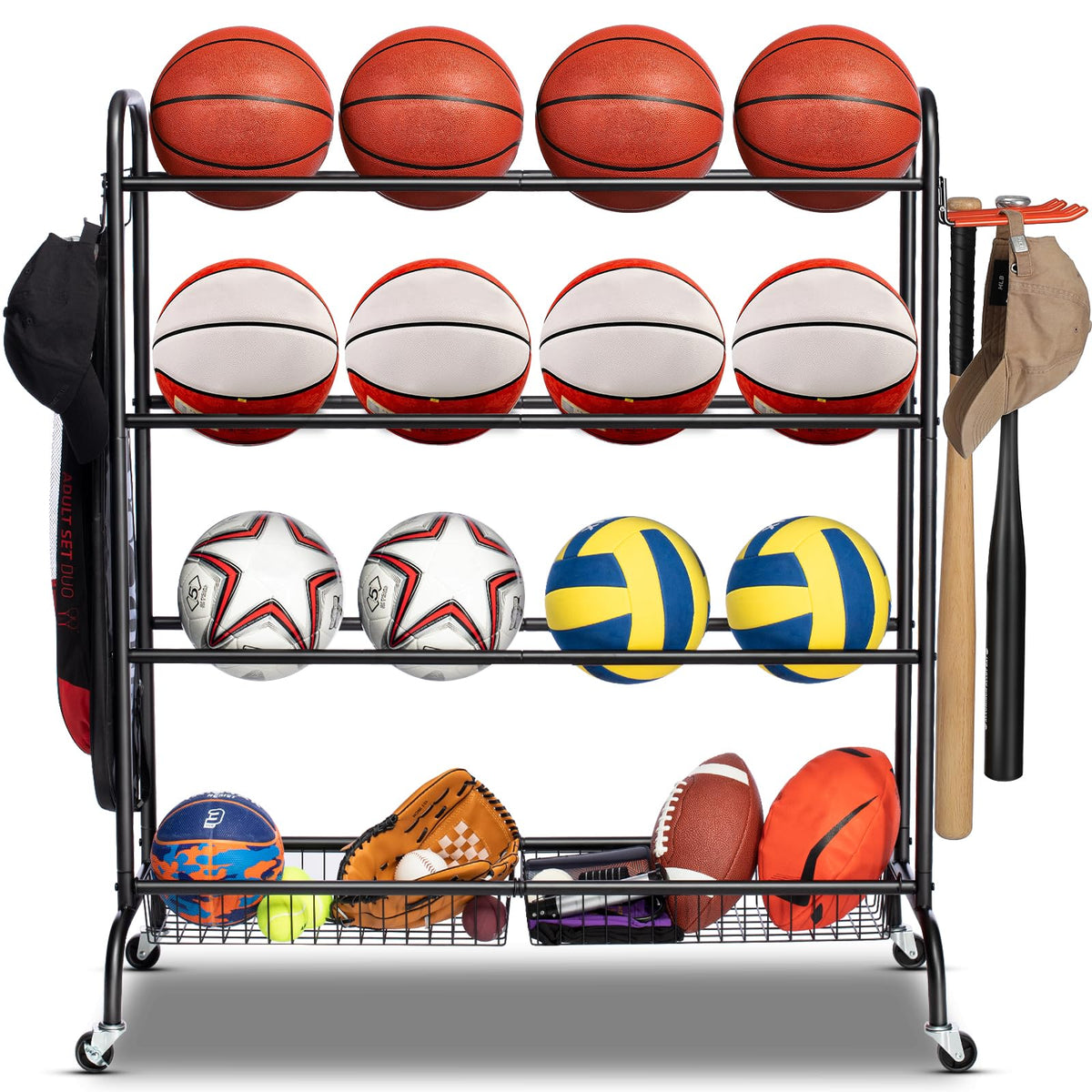 4 Tier Basketball Rack with Wheels A836385