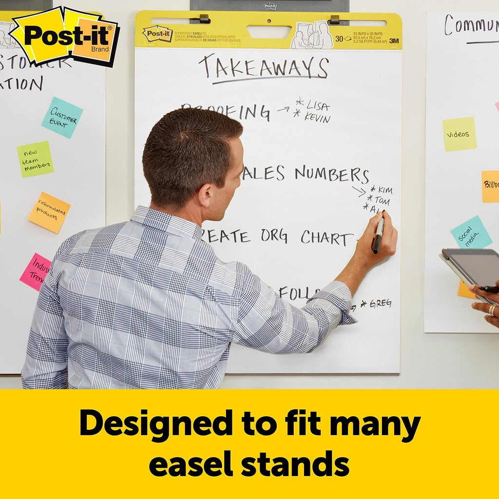 Super Sticky Wall Easel Pad, 25" x 30", 20 Sheets/Pad, 3 Pads/Pack X469