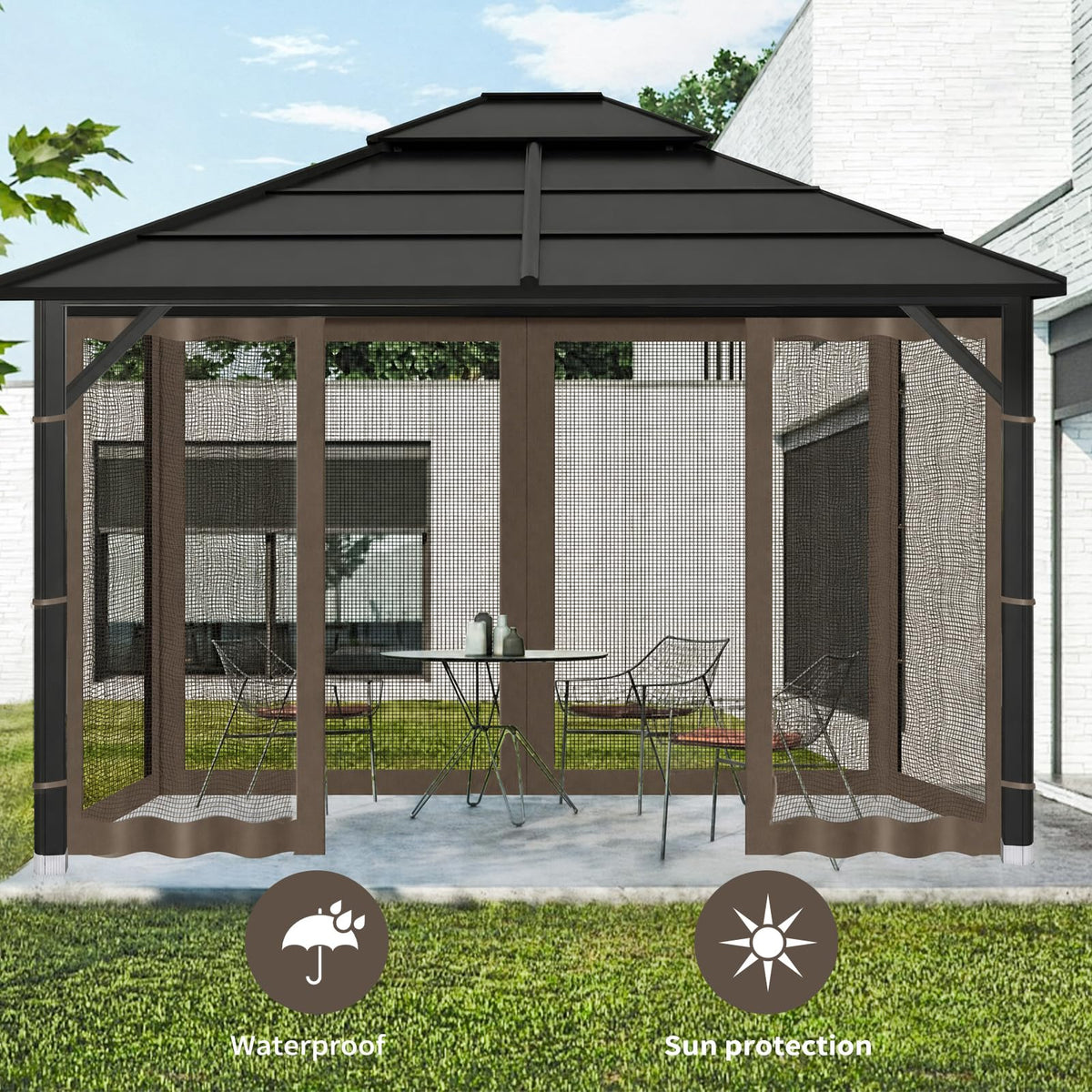 10x10 ft Coffee Gazebo Replacement Mosquito Netting C163