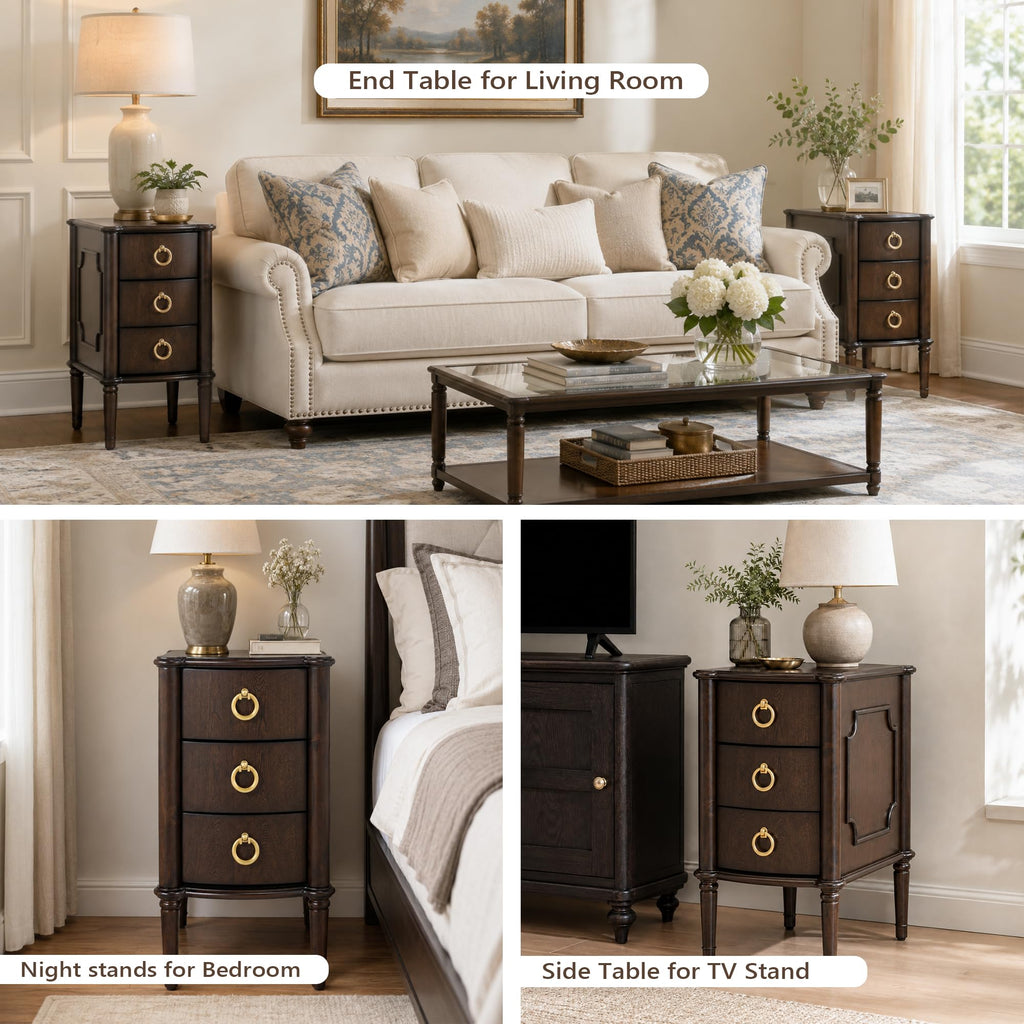 Narrow Wood Nightstands Set of 2 I6810