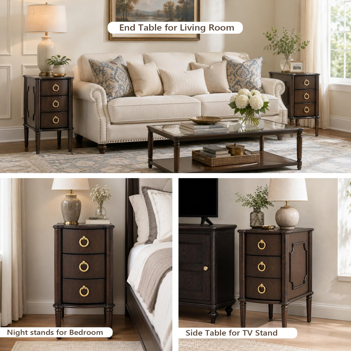 Narrow Wood Nightstands Set of 2 I6810