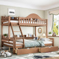 Twin Over Full Size Wooden Bunk Bed with Drawers & Ladder S507