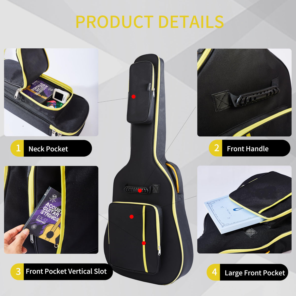 600D Waterproof Padded Acoustic Guitar Gig Bag W510947