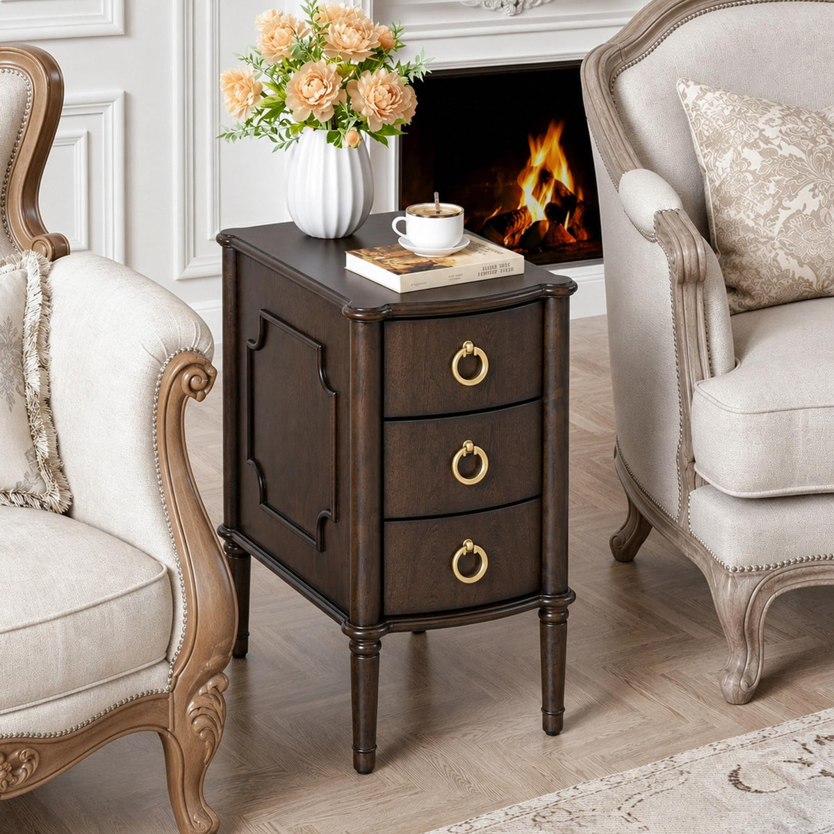 Narrow Wood Nightstands Set of 2 I6810