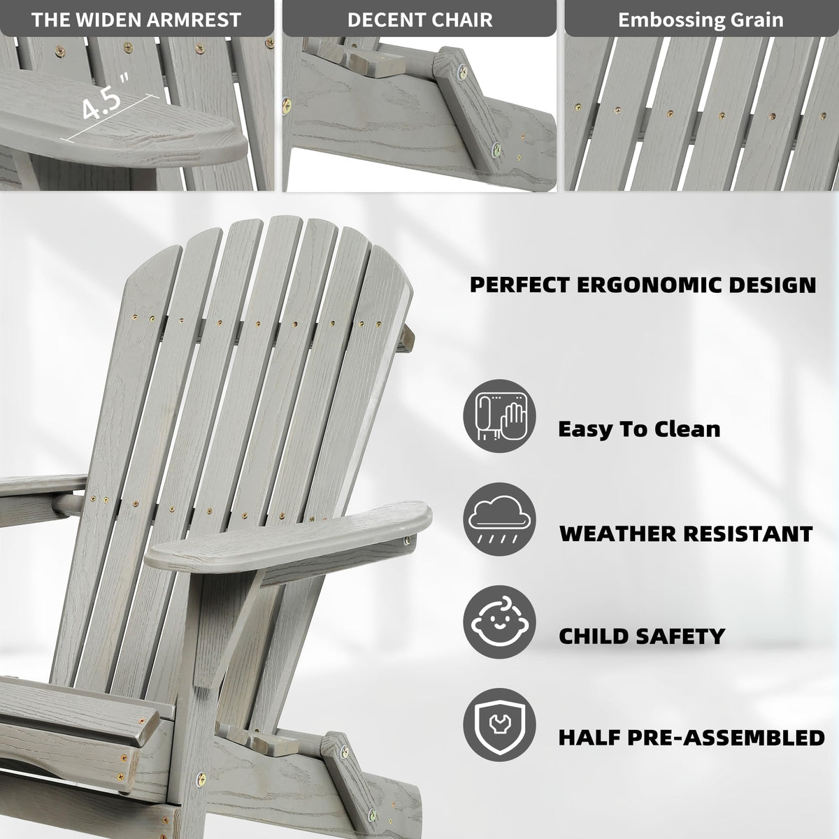 Wood Folding Adirondack Chair Set of 2 Solid Cedar J62458
