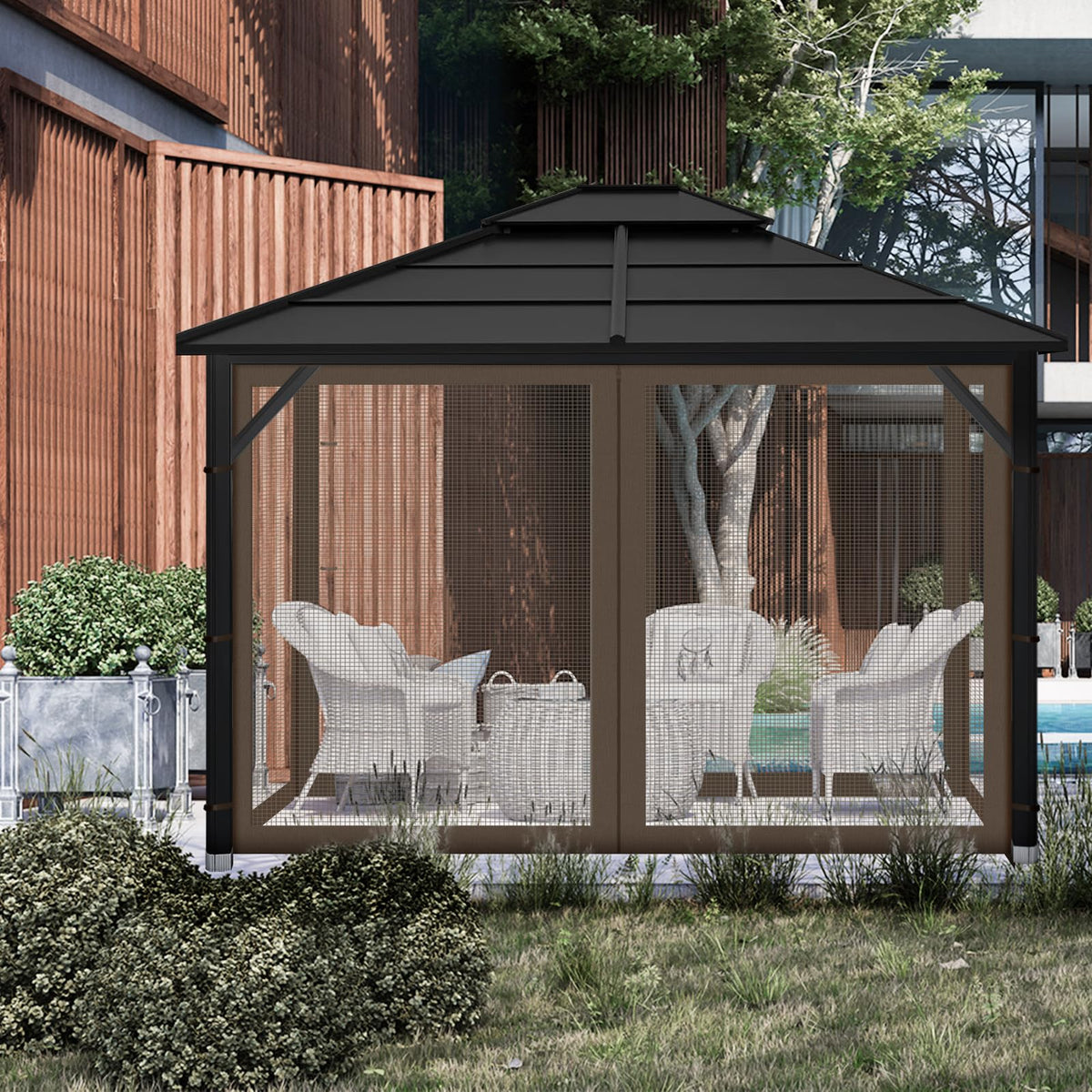 10x10 ft Coffee Gazebo Replacement Mosquito Netting C163