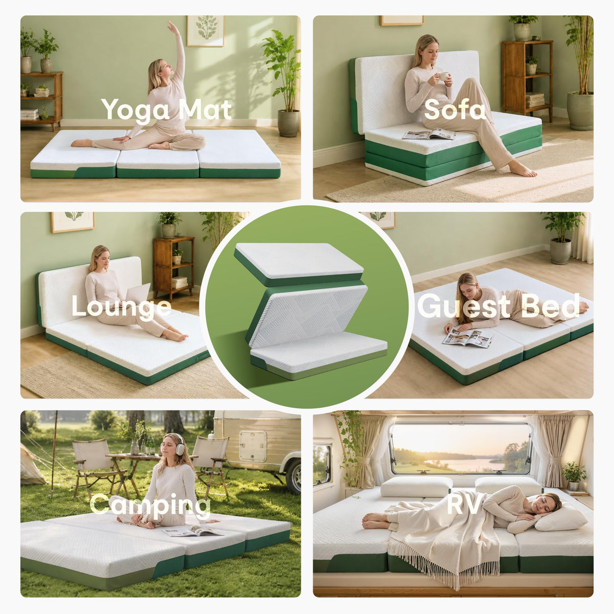 Tri-Fold Mattress Full 6 Inch Memory Foam U37984