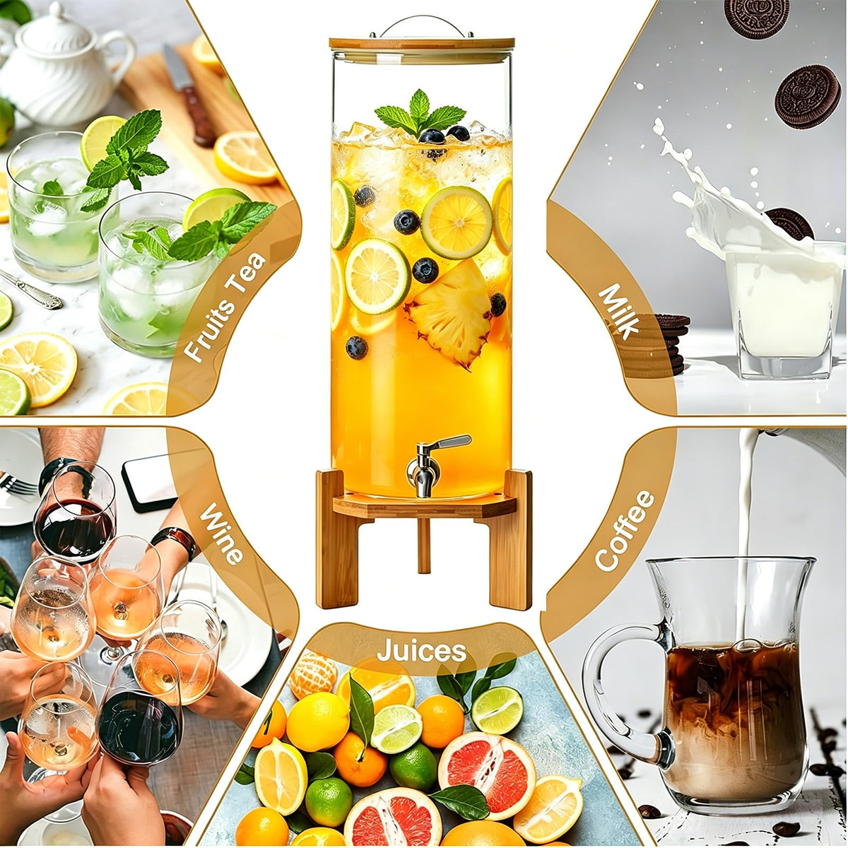 3.5 Gallon Glass Beverage Dispenser with Stand R268108