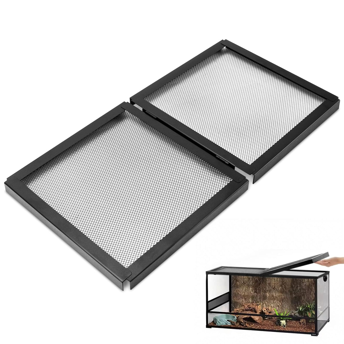 10 Gallon Tank Lid, Hinged Terrarium Screen Cover, 20.8" x 10.8" O7636