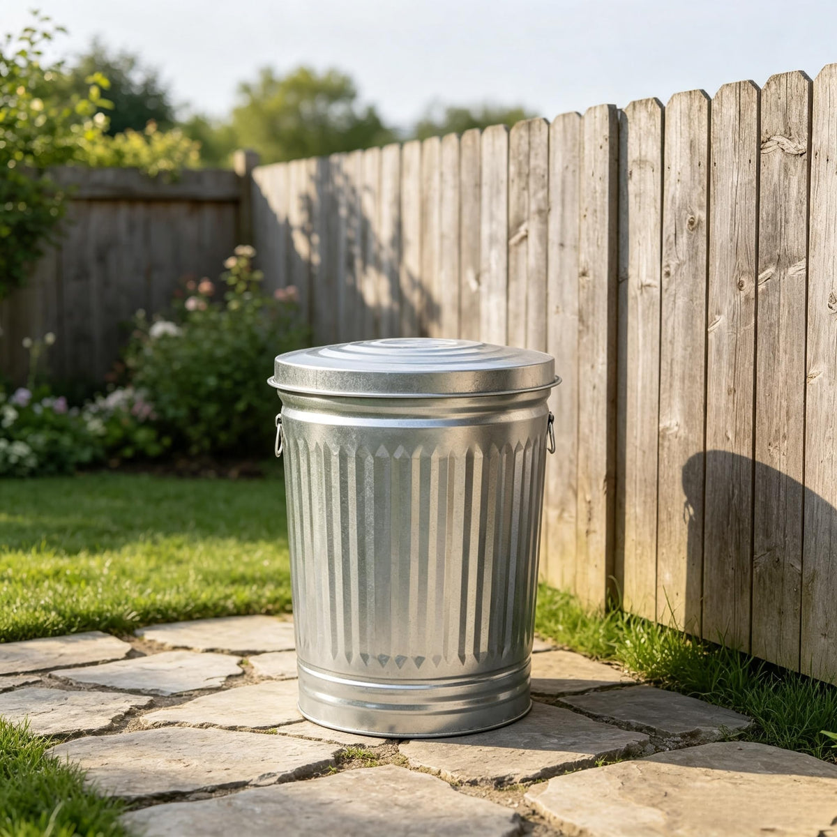 31 Gallon Heavy Duty Galvanized Metal Trash Can with Lid O255