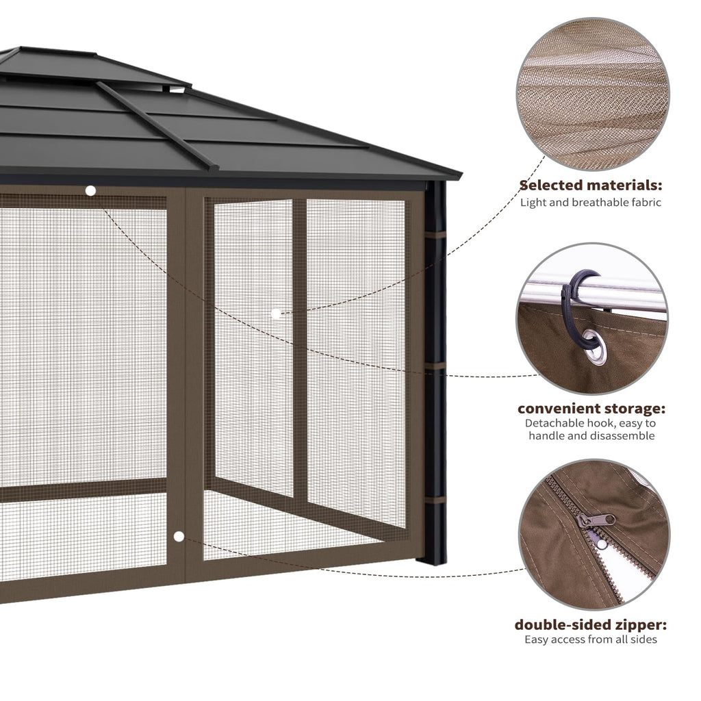 10x10 ft Coffee Gazebo Replacement Mosquito Netting C163